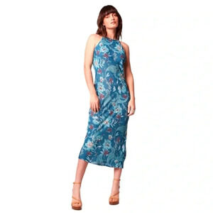 New B.O.G. COLLECTIVE BAND OF THE FREE Teal Floral Sleeveless Midi Dress XS